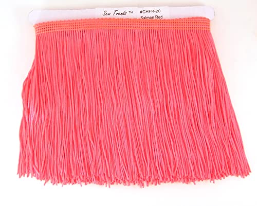 5 Yards of 4" Long Chainette Fringe Thread Yarn Tassel Trim Braid Fringe for Crafts Sewing and Decor-Highlighter NEON Coral Orange - color: Highlighter NEON Coral Orange, size: Value 5 Yards