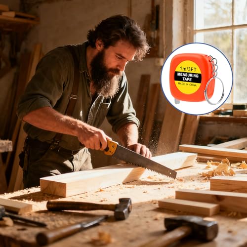 Mini Tape Measure Keychain - 8 Pack 3ft Retractable Measuring Tapes with Stable Slide Lock, 1.5 Inch Sliver Portable Retractable Small Tape Measure for DIY, Sewing, Office & Party Favors