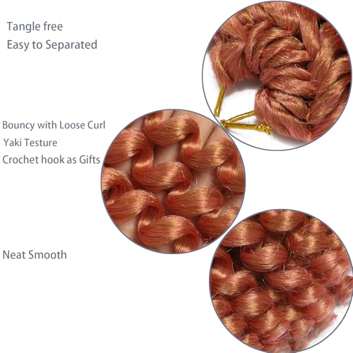 Rose Golden Deep Pink Crochet Hair 60 Strands 2X Ringlet Wand Curl Jamaican Bounce 8 inch Synthetic Pre Looed Crochet Hair Extensions Crochet Braiding Hair 20 Roots (8Inch (Pack of 3), Pink) - color: Pink, size: 8 Inch (Pack of 3)