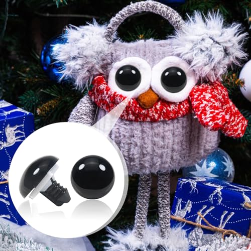 TOAOB 8pcs 24mm Large Safety Eyes for Amigurumis Black Plastic Crafts Doll Eye with Washers for DIY Crochet Stuffed Animals Doll Making Supplies - color: Black, size: 24mm
