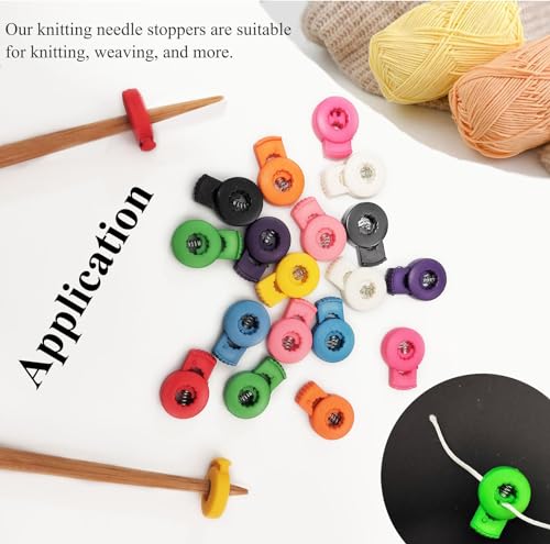 20Pcs Knitting Needle Stoppers, Needle Point Locks, Plastic Stitch Stoppers, Single Hole Spring Toggle Stopper Knitting Accessories - size: Sawtooth
