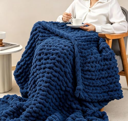 bearberry Jumbo Chenille Yarn, Super Bulky 6 - Extra Plush & Skin-Friendly for Chunky Knit Blankets, Arm Knitting & Crocheting 8-Pack (8oz/25yd Per Skein), Machine Washable, Ultra Soft, Dark Blue - color: Dark Blue