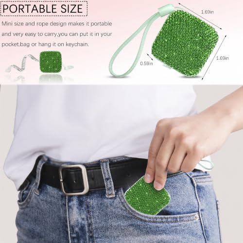 SlowVibes Bling Green Diamond Retractable Body Measuring Tape, 60 Inch | Dual-sided vinyl cloth tape with rope for waist, fabric,body measurements, sewing, tailor,knitting, weight loss - color: Green
