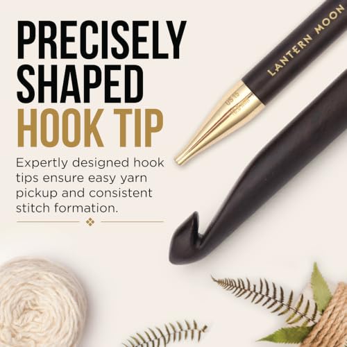 Lantern Moon Ebony Wood Afghan/Tunisian Crochet Hook | US Size K (6.5mm) - size: US K (6.5mm)