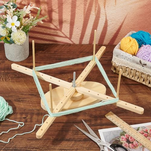 BENECREAT Portable Amish Style Yarn Swift Winder, Desktop Standing Needlecraft Finishing Tool with Oval Base for Wool, Yarn and Embroidery Thread - style: Oval Base
