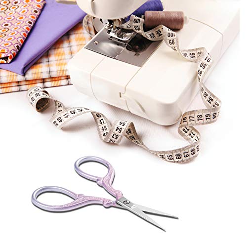 Embroidery Scissors Stainless Steel Sharp 3.6 inch Scissors | Leather Scissors Cover for Sewing Crafting, Art Work, Threading, Needlework - DIY Tools Dressmaker Small Shears - color: Pink Purple