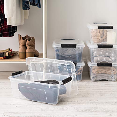 IRIS USA 4-Pack 13 Quart Storage Bins with Lids, Clear | Transparent design makes contents easy to find. Ideal for shoes, photos, documents, and small essentials. Nestable design - color: Clear, size: 13 Qt, style: 4 Pack