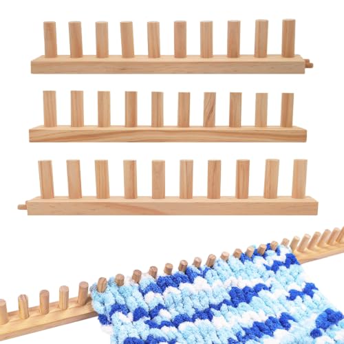 46-Inch Chunky Blanket Loom, Adjustable 3-Section Wooden Frame | Modular Design, No-needle Required, for Chunky Yarn Blankets, Lap Throws, Pillow Covers, and Beginner DIY Knitting Projects