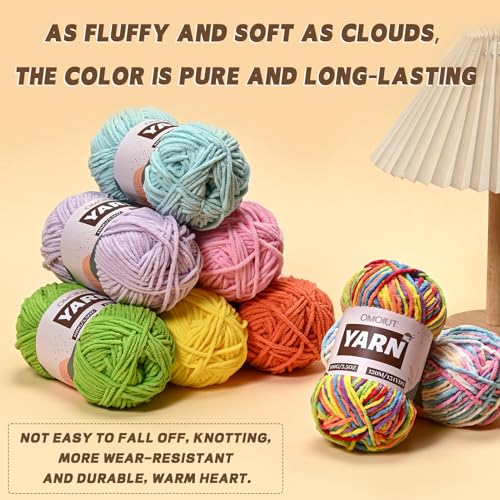 3 Packs Plush Chenille Chunky Crochet Yarn - Baby Yarn for Crocheting Soft - Velvet Yarns Knitting for Blankets Crafts - Fluffy Amigurumi Yarns 300g / 393yd (3 Aqua Green) - color: 3 Aqua Green