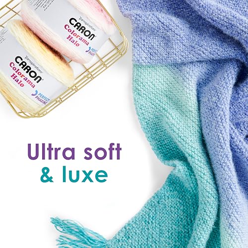 Caron Colorama Halo Cake Ombre Yarn for Crocheting, Rosemary Frost, 2-Pack | #5 Bulky Yarn, 71% Acrylic 18% Nylon 11% Polyester, Ombre Yarn Cake for Crochet & Knitting, 481 Yards, 227g/8oz per skein - color: CARON ROSEMARY FROST