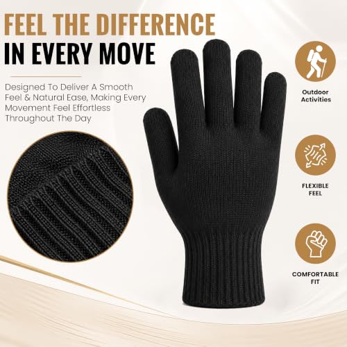 Yacht & Smith Wholesale Beanie and Glove Winter Bulk Kit, Kids Adults Bulk Sets, Homeless Donation Shelters - color: 12 Pairs Adult Black Gloves