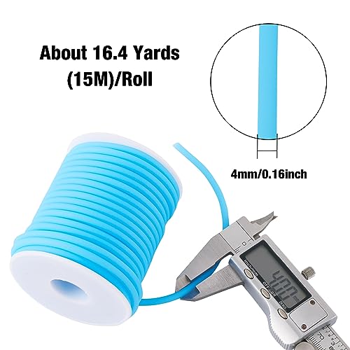 Beadthoven 4mm Hollow Pipe Rubber Tube Cords, 16Yards Barber Cord for Knitting Stitch Holder, Tubing Rubber Cord with Spool for Bracelet Jewelry Making DIY Crafts 2mm Hole - Deep Sky Blue - color: Deep Sky Blue, size: 4mm