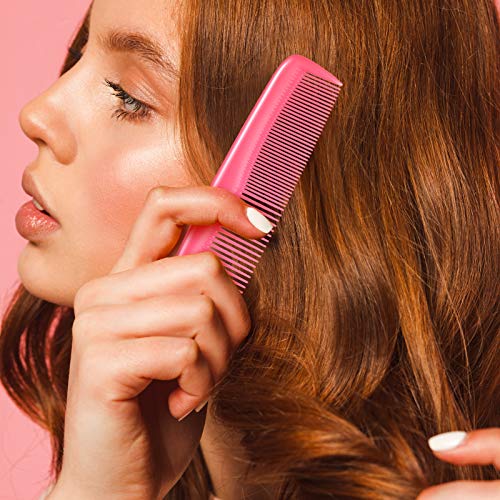 Leinuosen 12 Pieces Pocket Hair Combs, Fine Tooth Combs, Pink | Plastic Hair Care for Men Women, Portable Travel Size, for Barber Salon Hair Dressing Use, Not Breakable, Peines Para Cabello - color: Pink