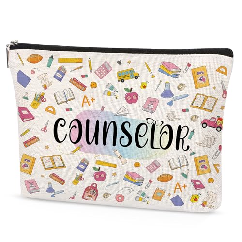 Counselor Makeup Bag, Cute Counseling Office Gift for Women, 9.8×7.1 in Zipper Pouch, Cosmetic & Essentials Organizer for Counselor Appreciation and Staff Week - style: Counselor