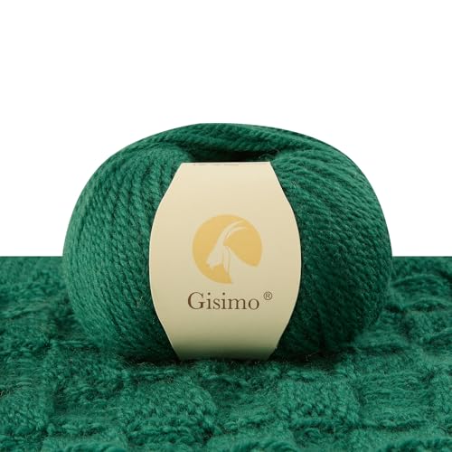 100% Merino Wool Yarn 3-Ply Luxurious and Soft Yarn for Hand Knitting & Crocheting (Christmas Green,1Ball) - color: Christmas Green, size: 1ball