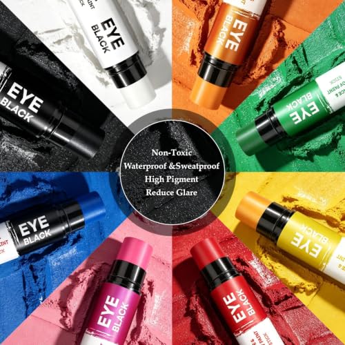 8 Packs Baseball Eye Black,Anti-glare Sweatproof Eyeblack Sticks | Under Eye Sports Paint Sticks for Game,Face and Body Paint Sticks for Football Softball Lacrosse Athletes Fans,8 Colors - size: 8 Colors - 8 Packs