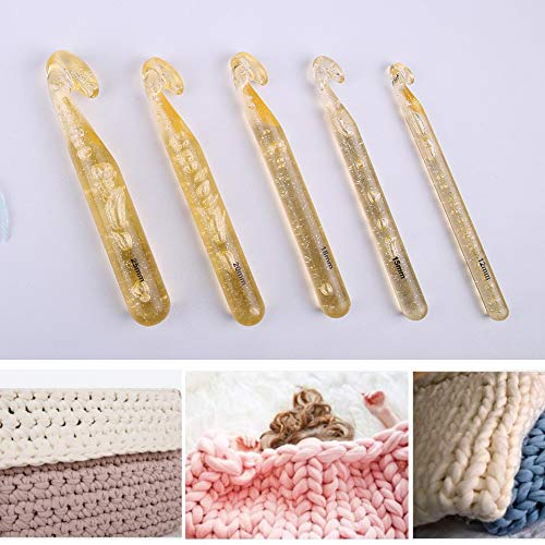 Mayboos 37 Pcs Large Crochet Hooks, 25mm 20mm 18mm 15mm 12mm Crochet Hooks | with 9 Pieces Large Eye Blunt Needles, Large Crochet Hooks for Chunky Yarn, Handmade DIY Crafts, Carpets, Scarves - size: 12mm-25mm