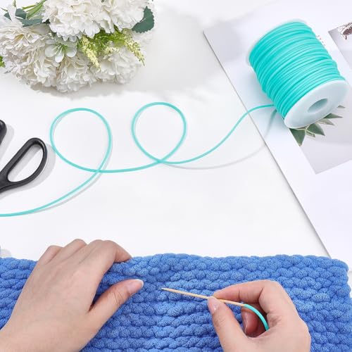 CRASPIRE 54.68 Yards 2mm Hollow Pipe Rubber Tube Cords Barber Cord for Knitting Stitch Holder Tubing 1mm Hole Rubber Cord with Spool Turquoise for Bracelet Jewelry Making DIY Crafts Bead Creation - color: Turquoise