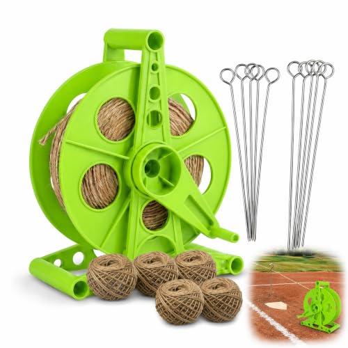 Rope Reel Sports String Winder 1600ft Rope Cord Winder A Rotating Handle | 10 Ground Pegs Suitable for Football Fields, Baseball Fields, and Farm Marking Packages