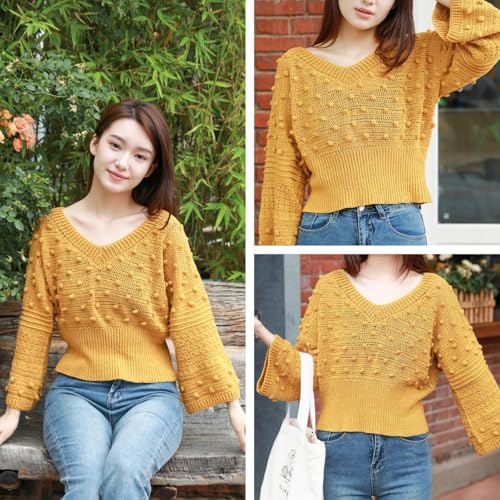 Linen Rayon Lyocell Blend Yarn, Superfine Fingering Weight (1), 150g/5.29oz (3 Strands, 50g/230yds per Strand)- 11 Mustard - color: SM11-Mustard