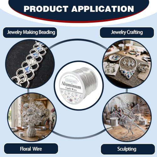 20 Gauge Aluminum Craft Wire Silver 426FT 0.8mm, Jewelry Making, Flexible Bendable Armature Wire for Sculpting, Floral Crafts, Metal Wire Wrapping, DIY Art Projects & Wreath Making - color: Silver, size: 20gauge