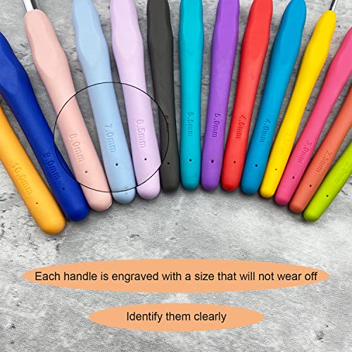 Mdoker Size D/3(3mm) Crochet Hook,Extra Long Crochet Hooks for Arthritic Hands,Ergonomic Grip Soft Handles for Beginners and Experiecced Crochet Lover,Comfortable/Easy to Use - size: 3mm