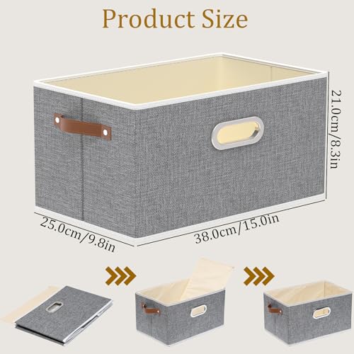 Yawinhe Collapsible Fabric Storage Bins,15.0x9.8x8.3in,Grey,4-Pack | Foldable Storage Baskets for Shelves, Closet Boxes for Organization, Washable Closet Organizer for Towels, Canvas Bins - color: Grey, size: 15.0x9.8x8.3inch(4-Pack)