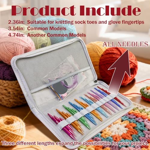 Lewhoo 11 Pairs Circular Knitting Needles Set with 5 Cables 3.0~8.0mm | 3 Length Interchangeable Aluminum Circle Needles with Case Multicolored - color: multicolored