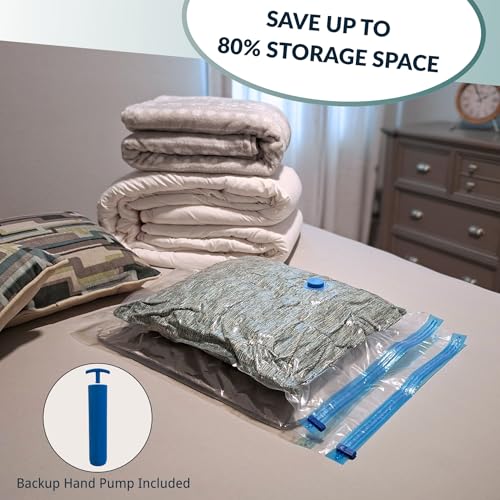 10 XL Jumbo Vacuum Storage Bags with Pump | Extra Large Compression Space Saver, For Comforter, Duvet, Blanket, Bedding, Vacuum Seal for Clothing