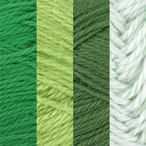 JubileeYarn Cotton Select Yarn - 50g/Skein Sport Weight - Shades of Green - 4 Skeins - color: Shades of Green, size: 4 Skeins