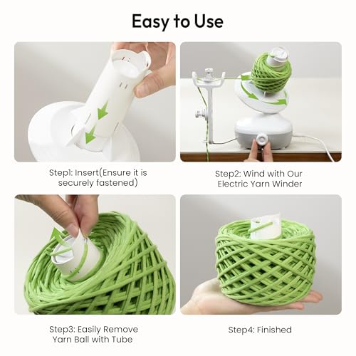 Electric Yarn Winder M1 & 18pcs Ball Tube Set for Tangle-Free Cake | Auto Winding Compact Cake and Reusable ABS Ball Tube for Neat Yarn Storage, Ideal Organizing Helpers for Knitting Lovers - color: White Set
