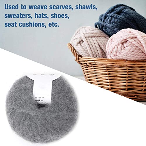Mohair Knit Soft Angora Long Wool Yarn Hot with a Crochet Popular for DIY Weave(Light Grey)