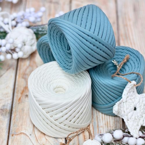 Bobilon 3-5 mm Thin Cotton T-Shirt Yarn for Amigurumi - Smoky | 100% cotton t shirt yarn for amigurumi, crochet, knitting and macrame; new fabric, not recycled; 109 yds - color: Smoky