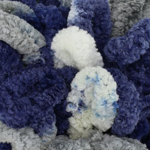 JubileeYarn Fun Finger Loops Yarn - Jumbo Polyester - 100g/Skein - Multicolor Navy Grey - 6 Skeins - color: 023 Multicolor Navy Grey