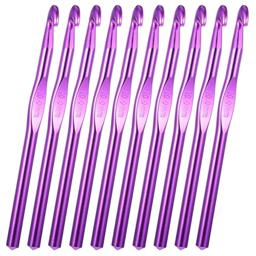 Aluminum Crochet Hook 10mm, US Size N Knitting Needles Craft Yarn, Crochet Hook for DIY Craft, Crochet Needles for Knitting Scarf Knitting Needle for Yarn Weave Beginners (10Pcs) - color: 10MM Purple