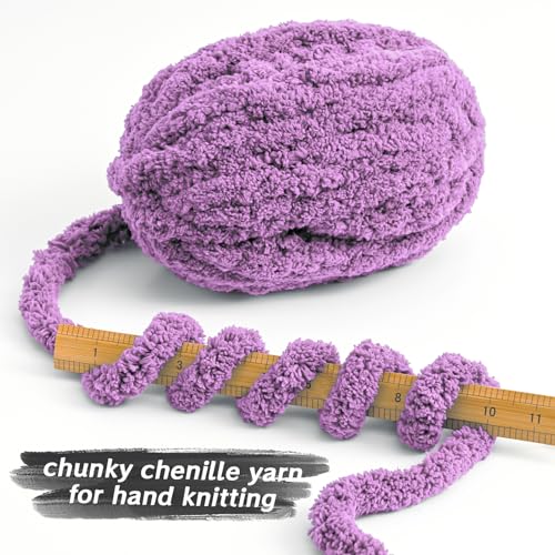 10 Pack Light Purple Fuzzy Chunky Yarn for Hand Knitting, Bulky Thick Fluffy Chenille Yarn for Crocheting, 240yds/70.5oz Jumbo Crochet Yarns, Soft Chunky Knit Blanket Yarns for Crochet - color: 10 Light Purple