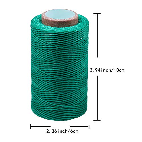 284Yards Leather Sewing Waxed Thread, 210D Upholstery Thread Heavy Duty | Waxed Thread for Bookbinding, Upholstery Thread Heavy Duty, Wax String for Leather Craft DIY/Bookbinding/Shoe Repairing - color: Light Green