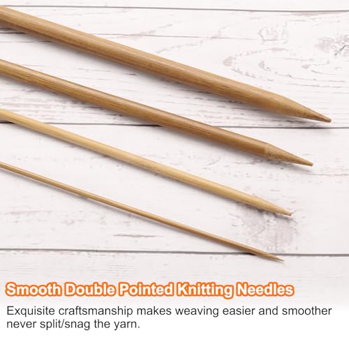 HARFINGTON 8Pcs Bamboo Knitting Needles Double Pointed Size US 11(8mm) Carbonized 10 Inch(25cm) Straight for Handmade Creative DIY Knitting Craft Yarn - size: US 11(8mm)