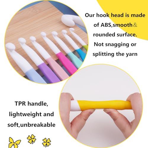 Hobekoee 20mm Large Crochet Hook,Huge Crochet Hooks for Chunky Yarn,Extra Long Crochet Hooks with Soft Ergonomic Handle,Giant Crochet Needles for Crocheting Yarn,Wool Roving - size: 20mm