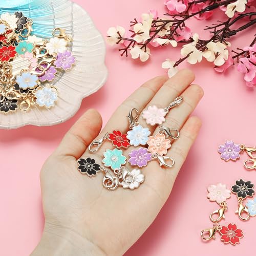PATIKIL Flower Crochet Stitch Markers, Knitting Cherry Blossom Charm Marker for DIY Craft - color: Red
