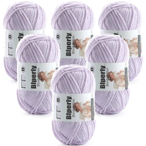 Skinny Chenille Yarn for Crocheting and Knitting, 6 Pack of 50g/158yds - 948yd Total, Soft Fluffy Yarn for Crochet Amigurum & Baby Blankets, Thin Chenille #2 Plush Crochet Yarn (6, Light Purple) - color: Light Purple