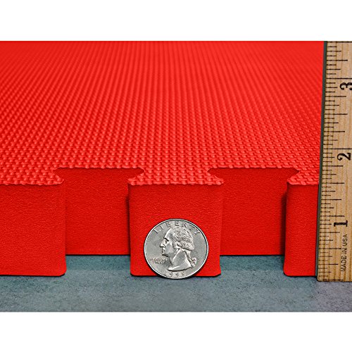 Meister X-Thick 1.5" Interlocking EVA Foam Mats - RD - 10 Tiles (40 Sqft) | Extra-thick 2X cushioning w/ anti-slip grip. 2' x 2' puzzle mats for wrestling, MMA, gymnastics, home gyms and play areas - color: Red, size: 10 Tiles (40 Sqft)