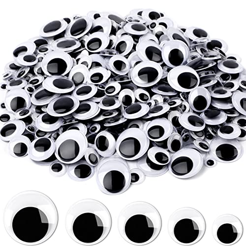 JULMELON 500 Pcs Adhesive Googly Eyes Google Wiggle Eyes for Crafts | Black White, Google Eye, Craft Eyes, Decoration, 0.4 In, 0.6 In, 0.8 In, 1 In, 1.2 In - size: 0.4 in, 0.6 in, 0.8 in, 1 in, 1.2 in
