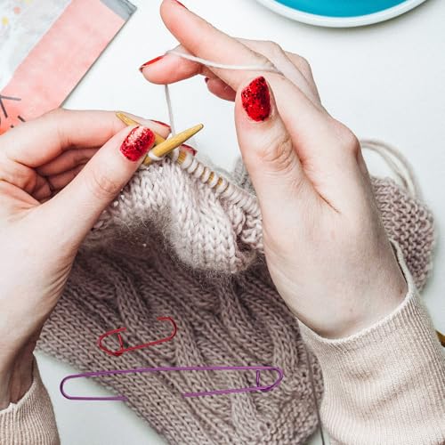 12pcs Knitting Stitch Holders and Cable Needles Set | Multi-Color Aluminum Stitch Holder with Bent Needles Knitting Tool Accessories for Sewing Weaving Sweaters Yarn Crafts - style: Set 2