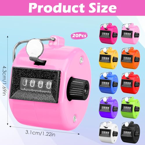 16pcs Handheld Tally Counter Clicker, 4 Digit Mechanical Clicker Counter,Assorted Color Pitch Counters for Counting Numbers, Knitting, Coaching, Golf Lap, Fishing, Sports Event