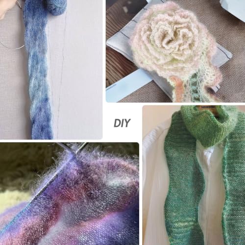 NICEEC 2 Skeins Fancy Mohair Blend Yarn 3.53oz/438yds - Signs Spring | Crochet & Knit, DIY Project Starter Kit，Handbag，Sun Hat，Shoes， Shopper Bag - color: Signs Spring