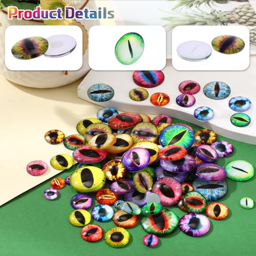 Kenning 300 Pcs 9Sizes Glass Dragon Eyes, Flatback Glass Cabochon | Snake Frog Eyes, for Crafts, Doll, DIY, Jewelry Making, Sculpture, Fantasy Models Projects (6/8/10/12/15/18/20/25/30mm)