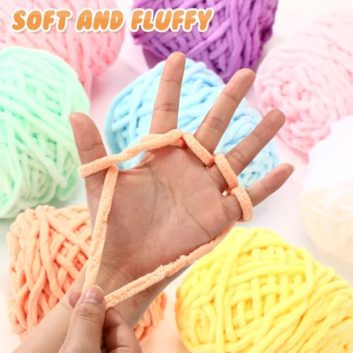 Buryeah 8 Pack Chunky Chenille Yarn for Crocheting, Sweet Color - color: Sweet Color