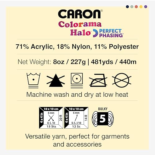 Caron Colorama Halo Cake Ombre Yarn for Crocheting, Rose Garden, 2-Pack | #5 Bulky Yarn, 71% Acrylic 18% Nylon 11% Polyester, Ombre Yarn Cake for Crochet & Knitting, 481 Yards, 227g/8oz per skein - color: ROSE GARDEN