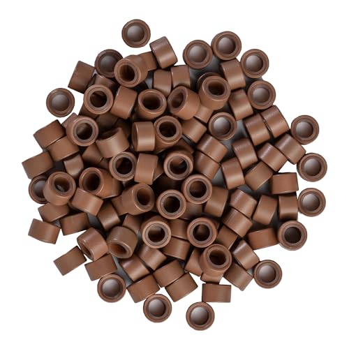 Big Kizzy Silicone Lined Microlink Beads 1000pcs 5.0mm (Light Brown) | for Invisible Application of Weft Hair Extensions - color: Light Brown, size: 1000 beads